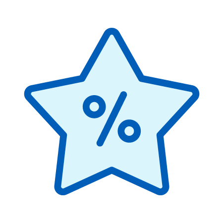 Percentage Character Inside a 5-Point Star Icon