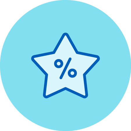 Percentage Character Inside a 5-Point Star Icon