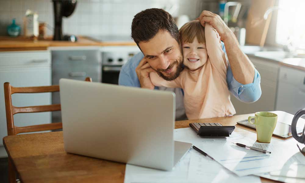 Father and daughter laughing together