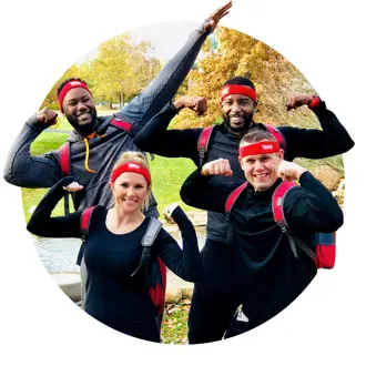 Happy Employees Wearing CommunityAmerica Headbands